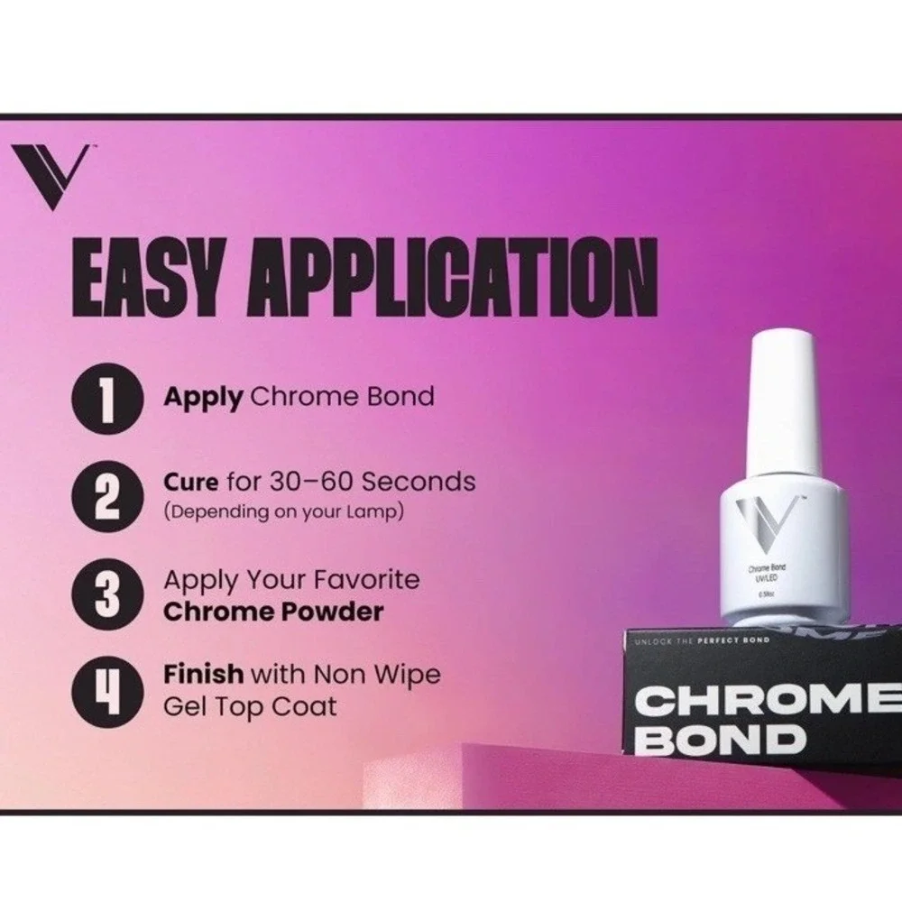 V Beauty Pure Chrome Bond UV/LED .5‎ Oz New In Open Box Nail Polish
